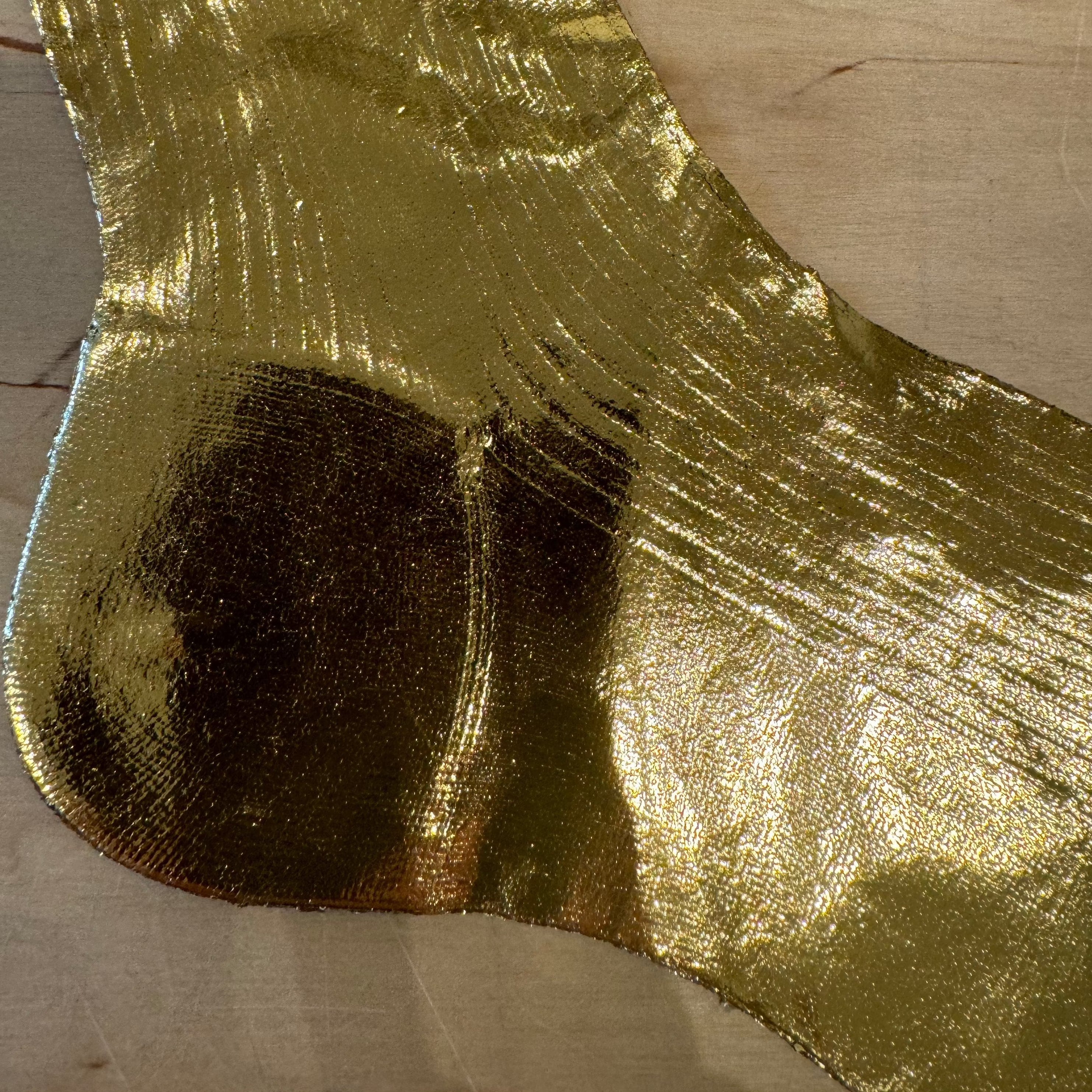 Maria La Rosa Accessories Gold One Ribbed Laminated Socks by Maria La Rosa