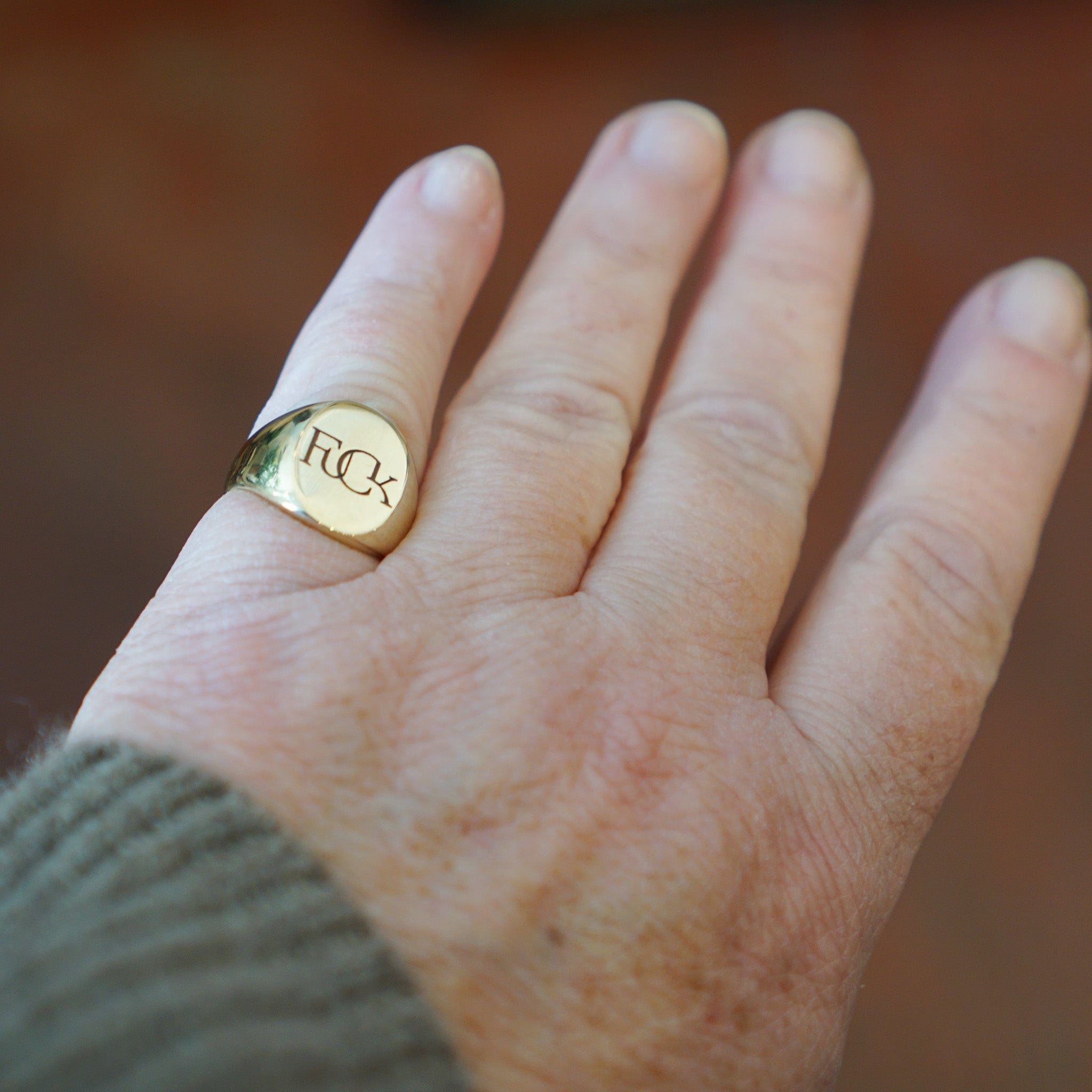 Marion Cage Jewelry Small / 6.5 Bronze Signet F*ck Ring | 2 Sizes