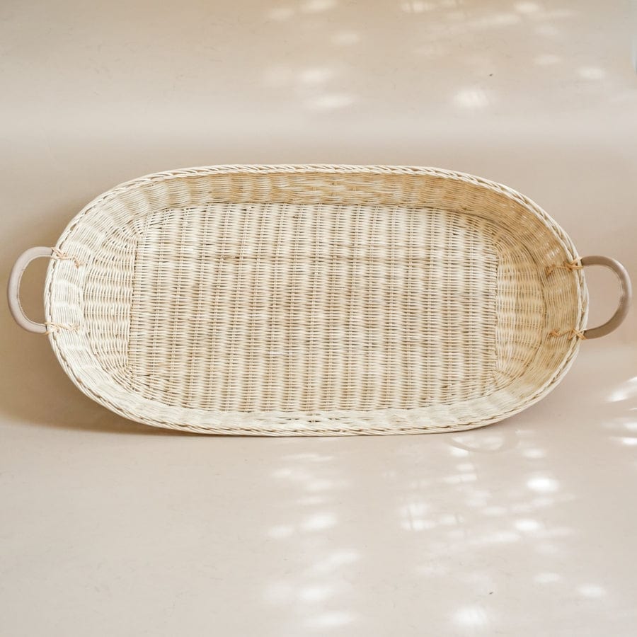 olli ella Baskets Bauy Rattan Flat Oval Basket with Handles | PICKUP ONLY