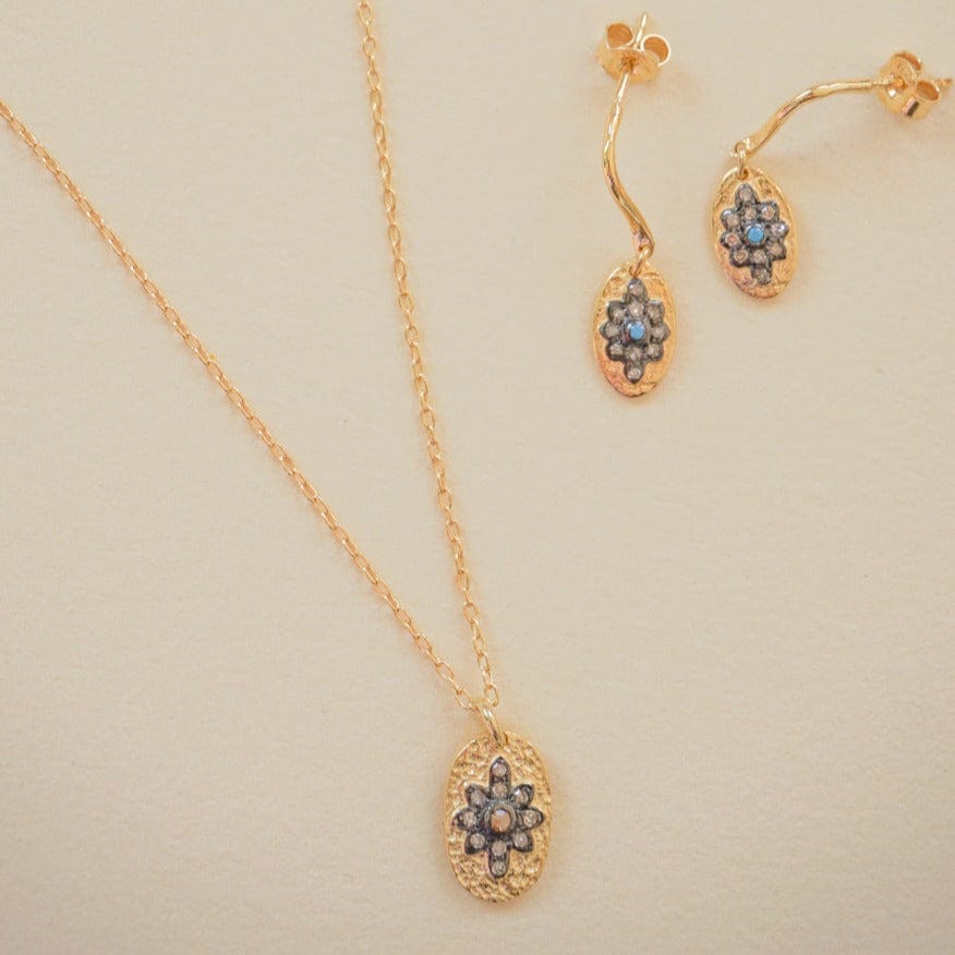 5 Octobre Jewelry Diamond Vermeil Medal Drop Necklace