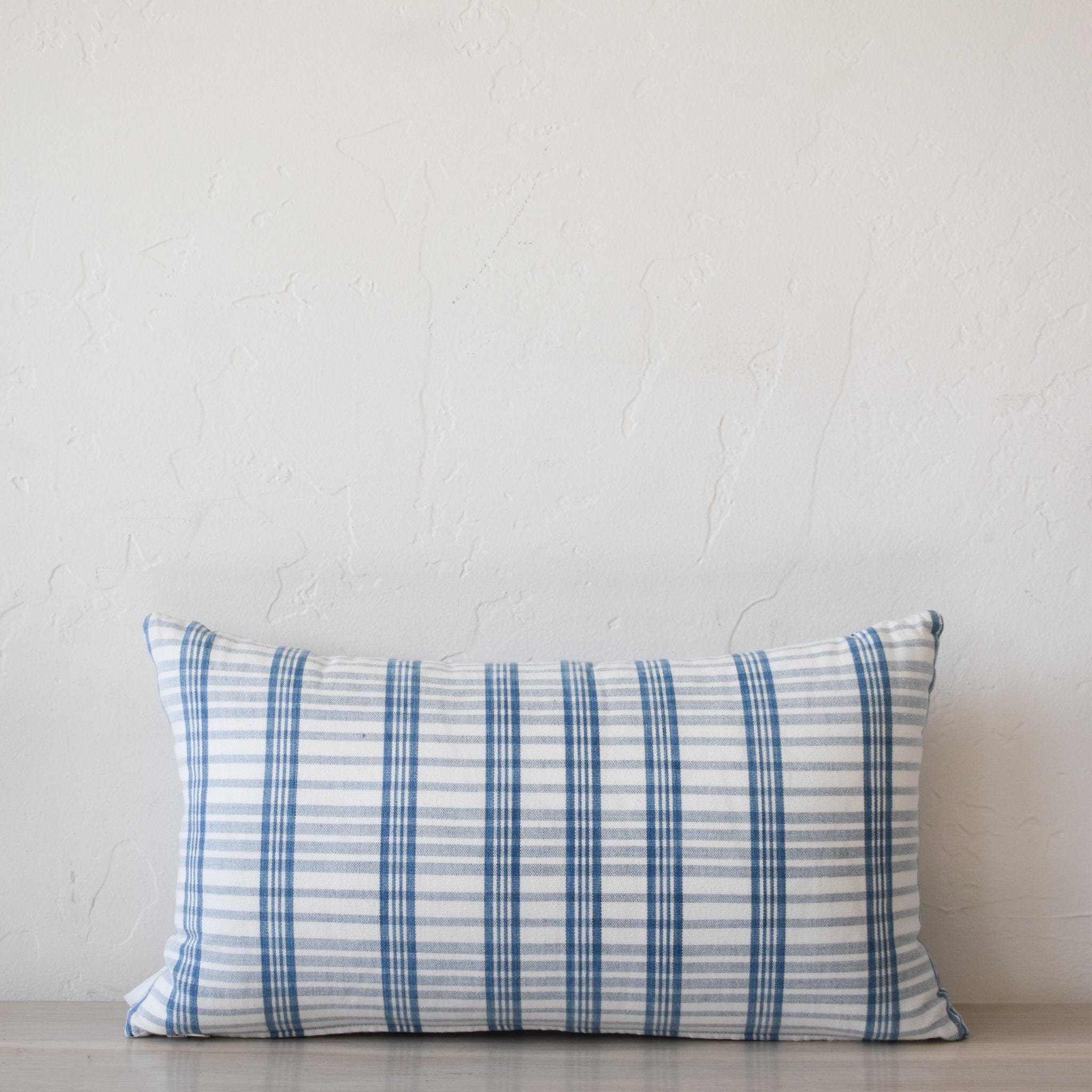 Archive New York Decor Coco Plaid Pillow in Natural with Indigo