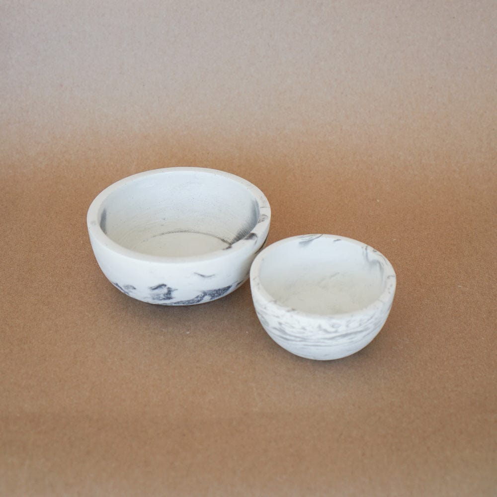 BE HOME Kitchen Marble Cement Nesting Bowls (Set of 2)