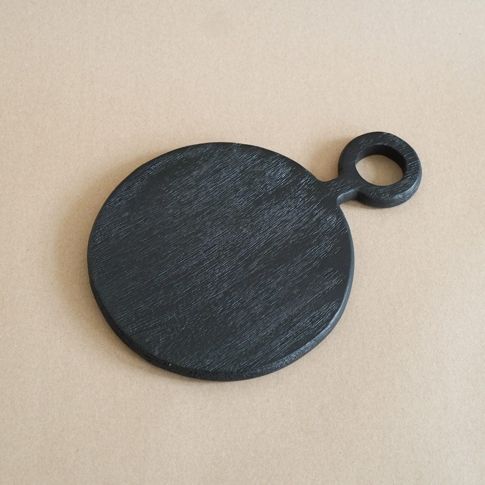 BE HOME Kitchen Round Brushed Black Wood Board