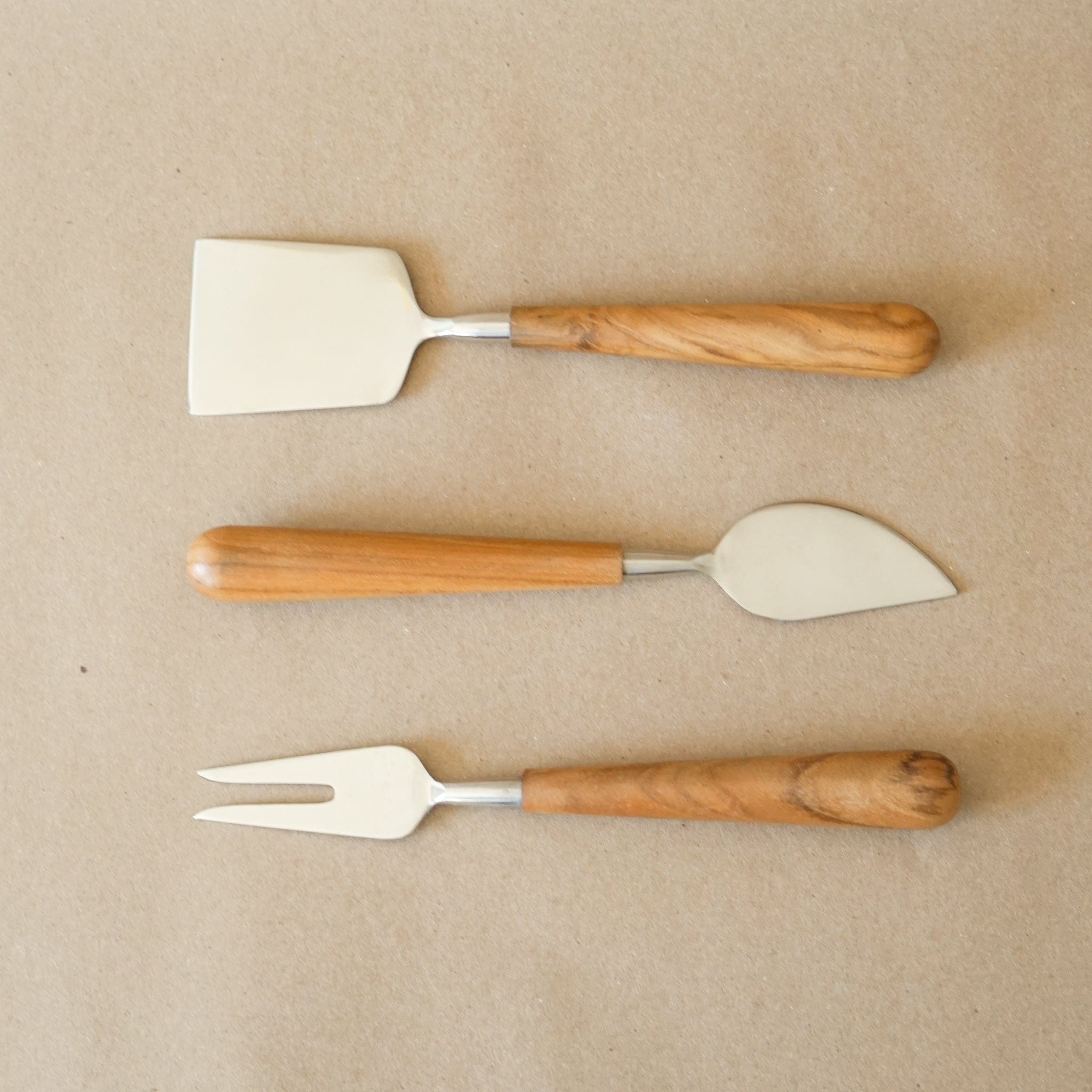 BE HOME Kitchen Teak & Stainless Cheese Knife Set
