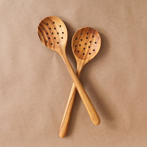 BE HOME Kitchen Teak Strainer Spoon