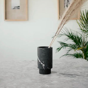Casa Mineral Decor Black Marble Cylinder Alto Vase | PICKUP ONLY
