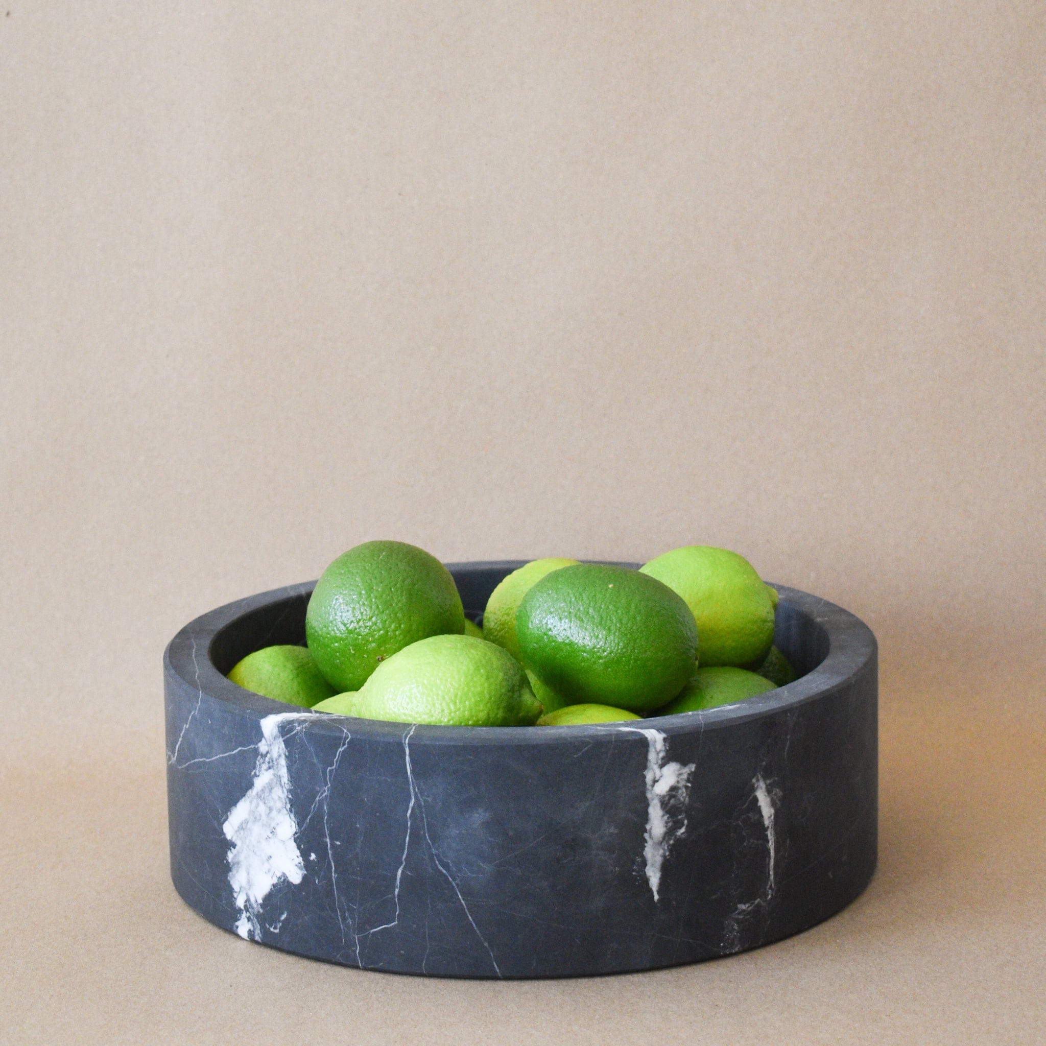 Casa Mineral Decor Black Marble Low Cylinder Bowl | CURBSIDE PICK UP ONLY