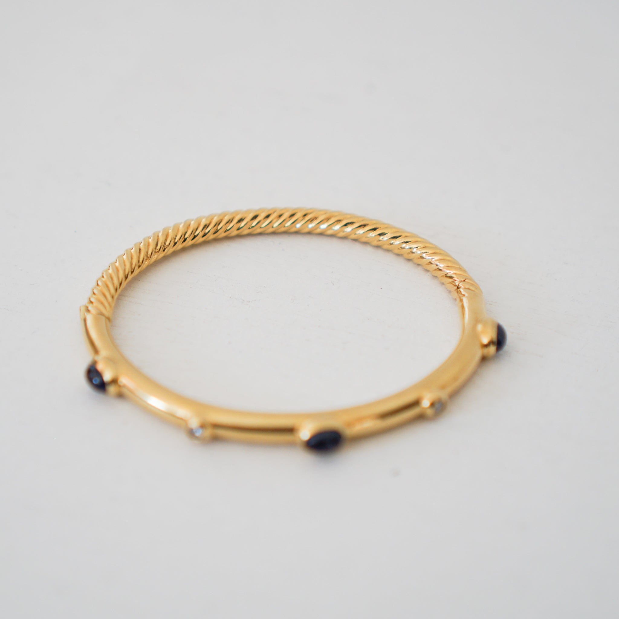 +COOP Jewelry Gold Lapis + Diamond Bangle Collection of Vintage Bracelets