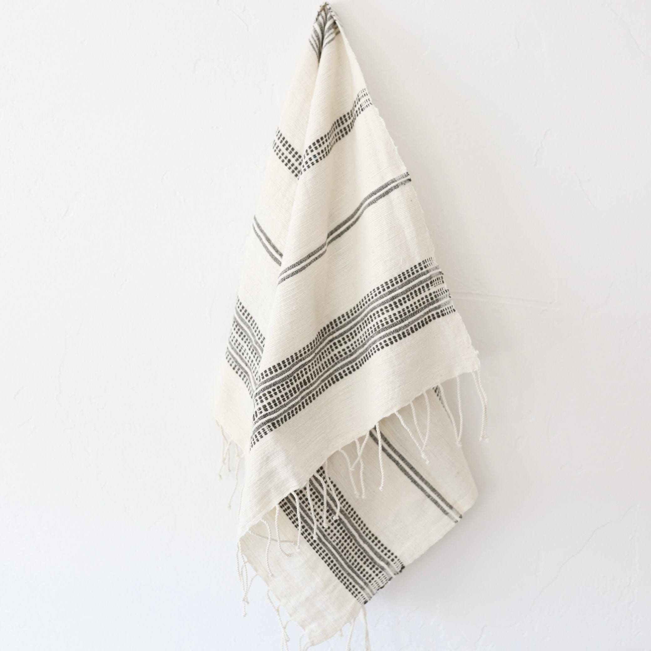 Creative Women Linens Natural with Grey Stripes Aden Cotton Hand Towel