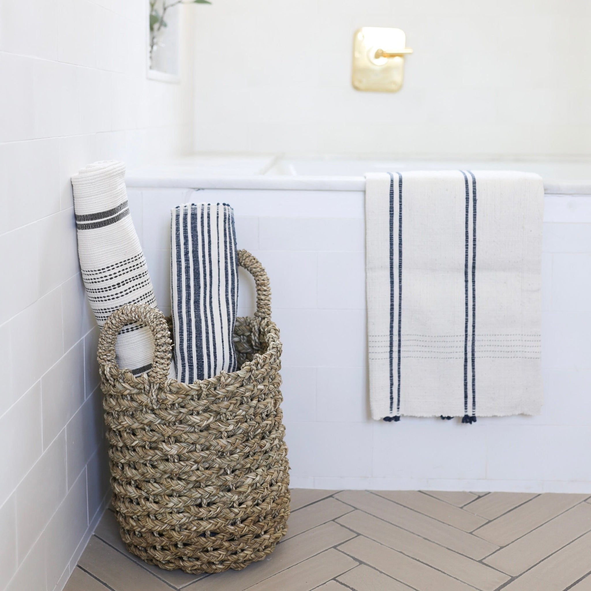 Creative Women Linens, Striped Cotton Bath Mat