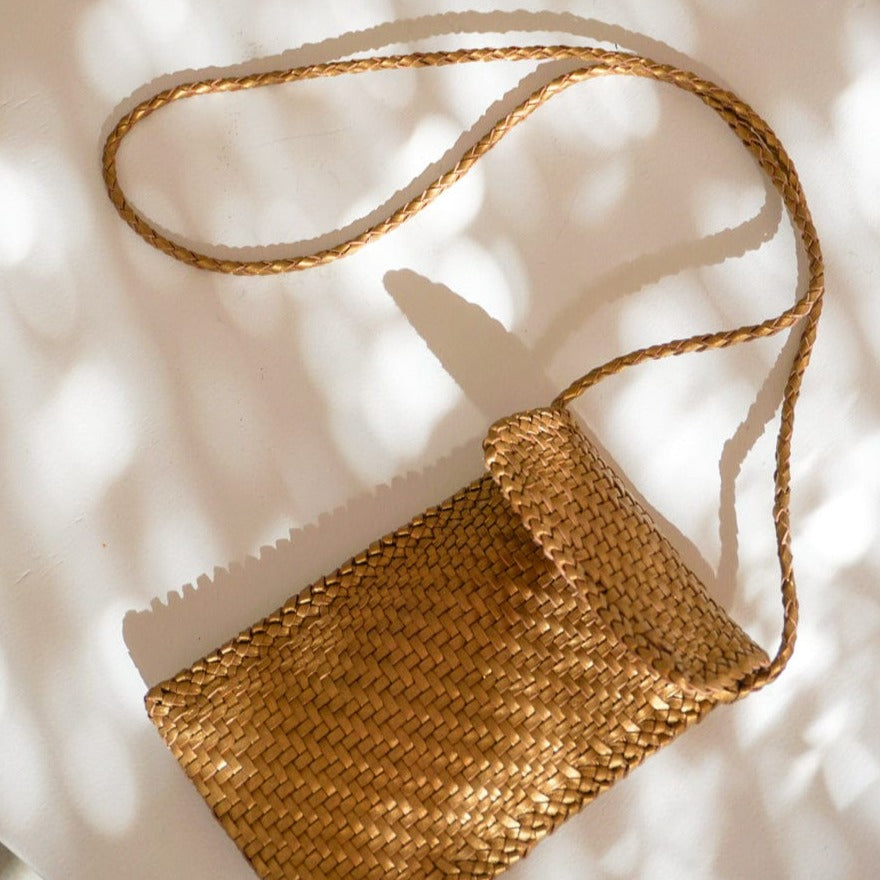 Dragon Diffusion Bags + Wallets Gold Woven Phone Crossbody