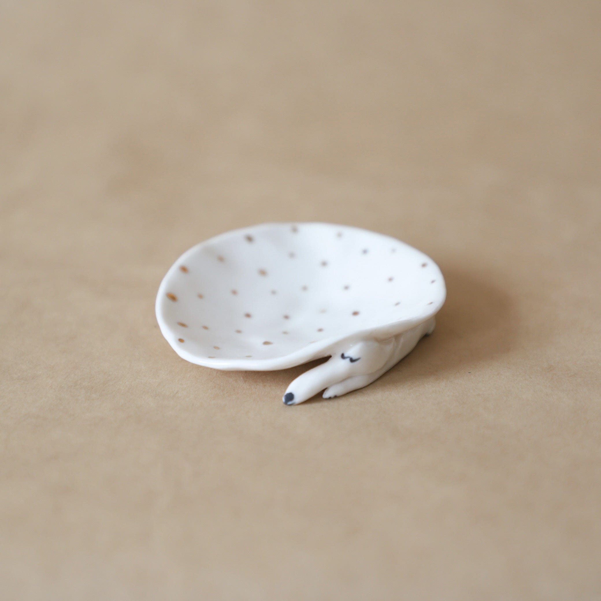 Eleonor Bostrom Ceramics Decor Mini Dog Dish with Gold Dots by Eleonor Bostrom