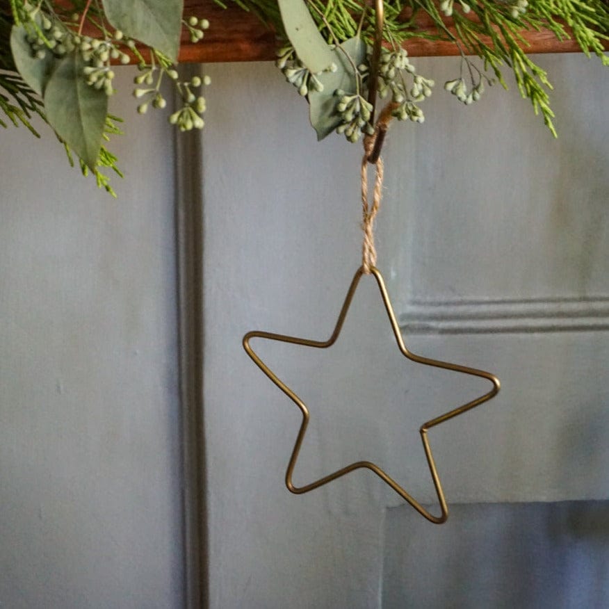 FOG LINEN Decor Large Star Brass Ornaments - Large Wire Star
