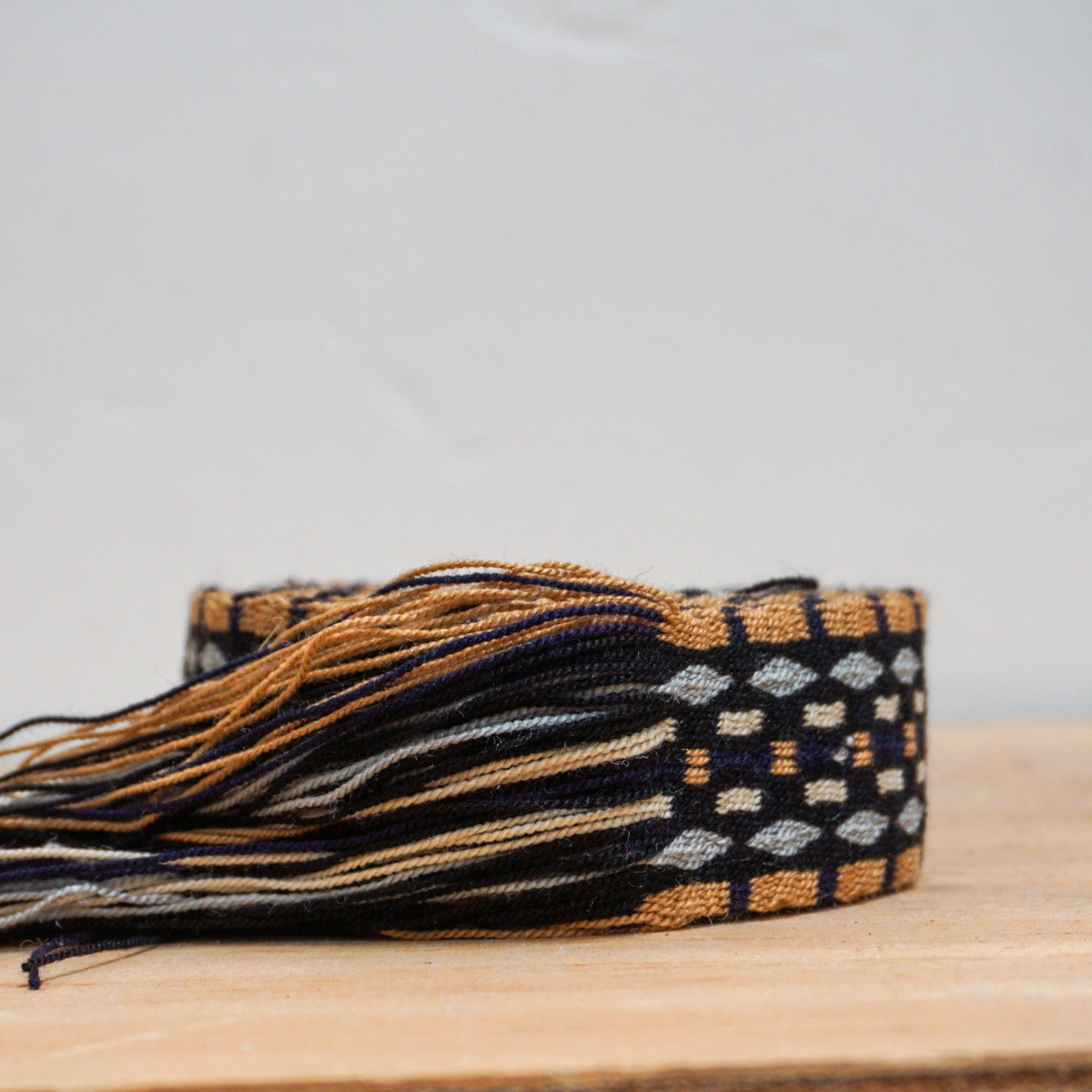 Guanabana Apparel & Accessories Black/Blue/Camel with Natural Fringes Braided Belt by Guanabana