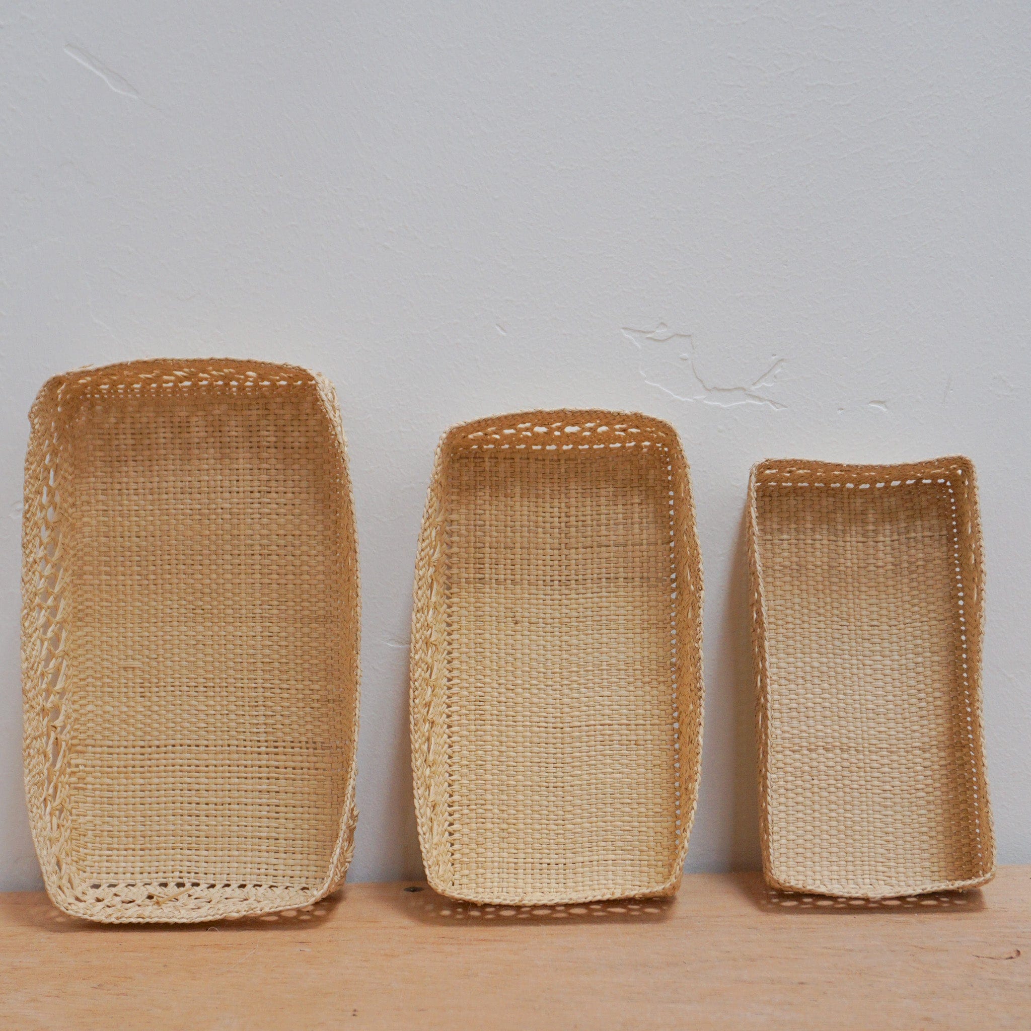 Guanabana Containers/ Vases/Baskets/Trays Beige / Large Rectangular Iraca Tray by Guanabana