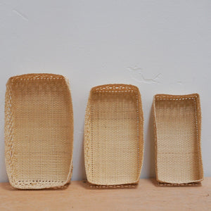 Guanabana Containers/ Vases/Baskets/Trays Rectangular Iraca Tray in Beige by Guanabana - Large