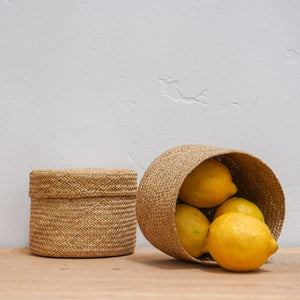 Guanabana Containers/ Vases/Baskets/Trays Round Iraca Basket in Natural by Guanabana