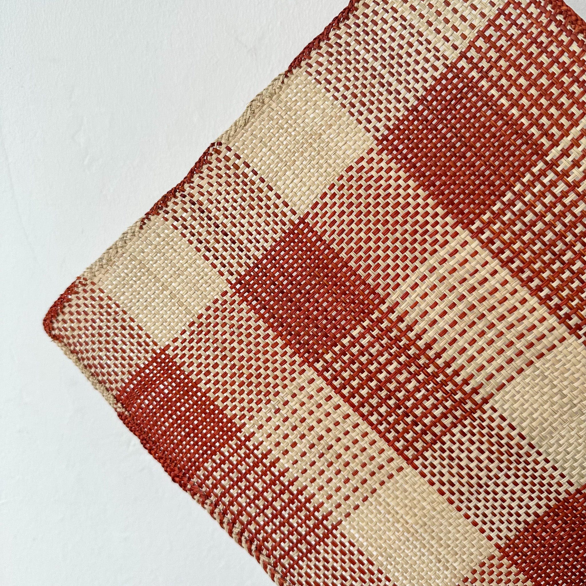 Guanabana Kitchen & Dining Straw placemat  in Beige + Terracotta Plaid by Guanabana