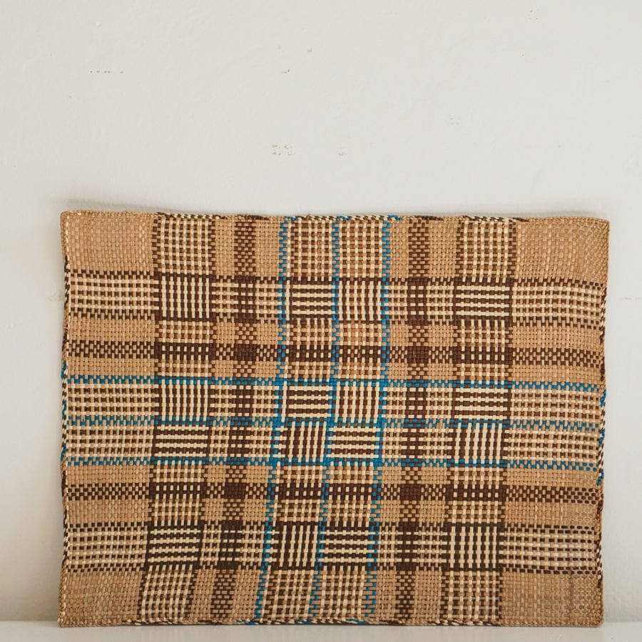 Guanabana Placemats Blue/Brown Striped Straw Placemat by Guanabana