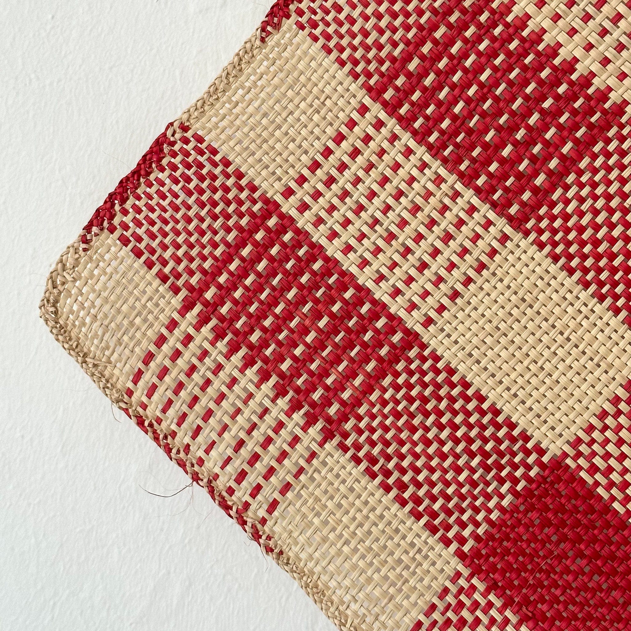 Guanabana Placemats Straw placemat  in Red + Beige Plaid - by Guanabana