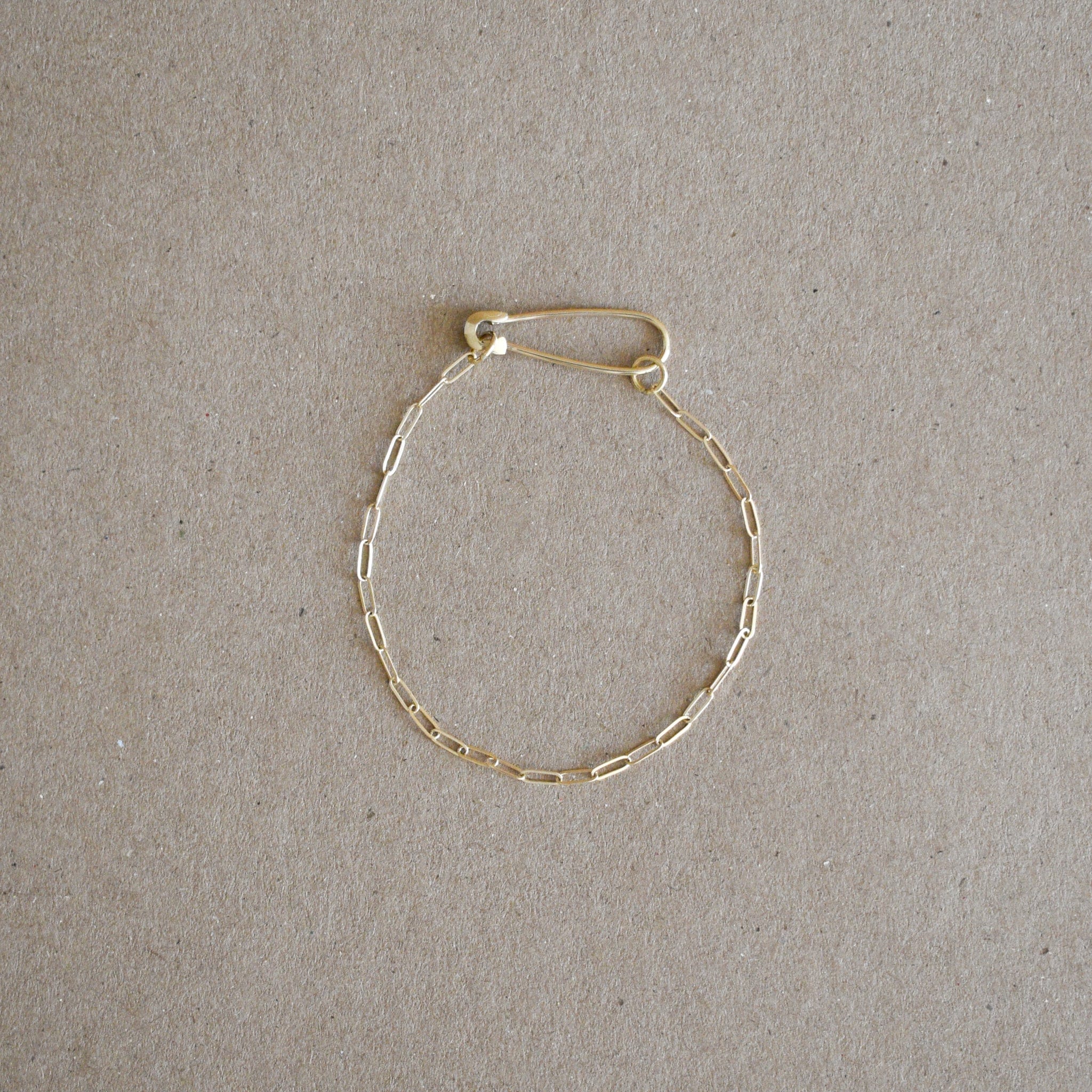 Hortense Jewelry Jewelry 14K Gold Link Chain Safety Pin Bracelet by Hortense