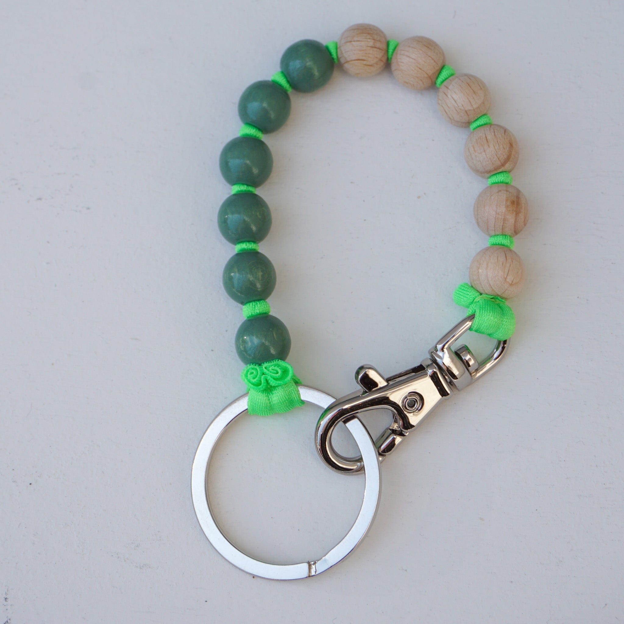 Ina Seifart Accessories Natural/Salvia/Neon Green Short Beaded Keyholder
