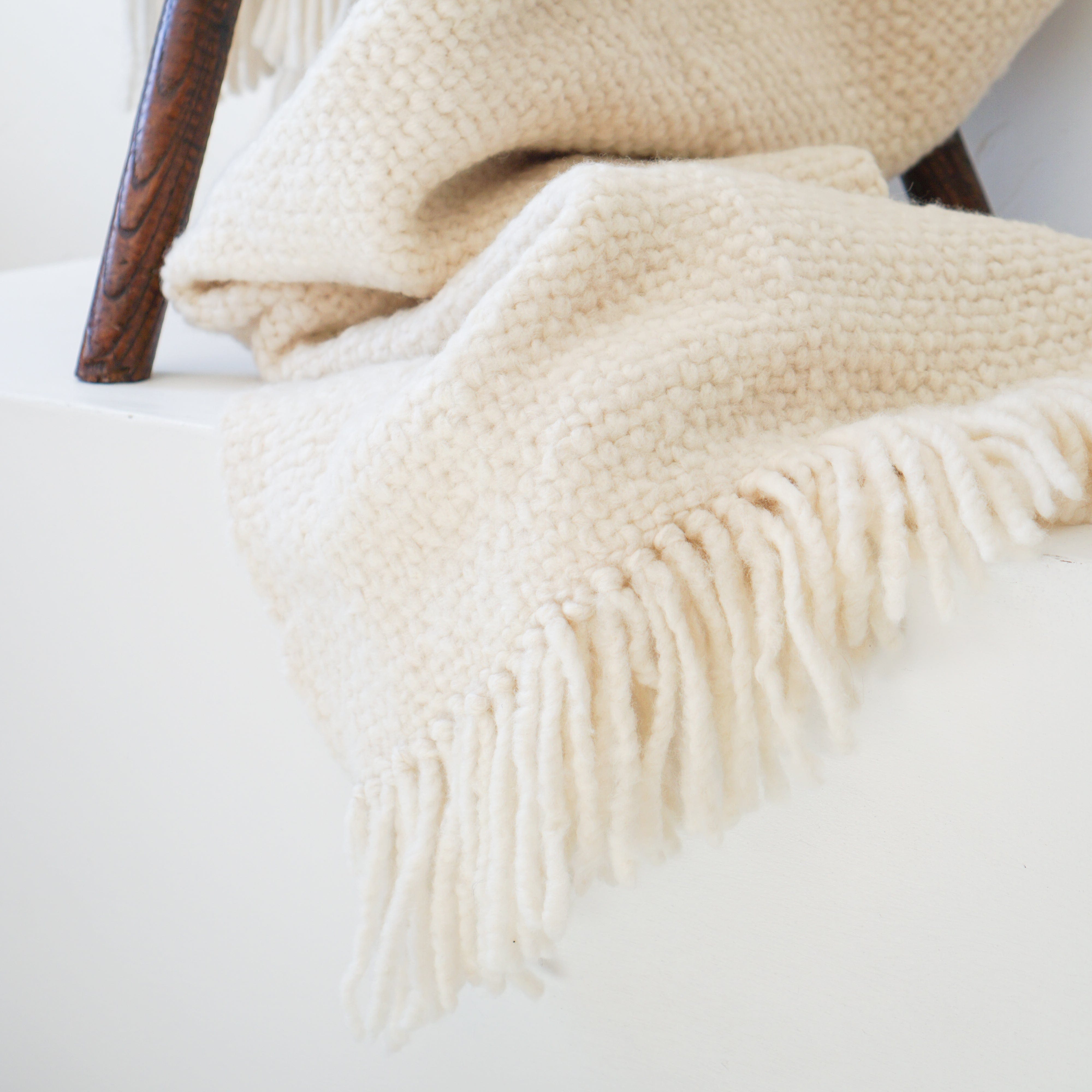 Intiearth Decor, Linens, blankets Hand Loomed Blanket Ecru