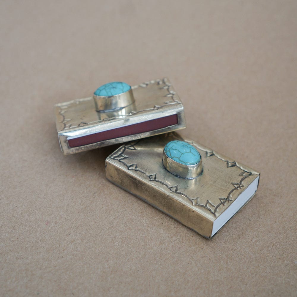 J. Alexander Apothecary Small Turquoise and Silver Matchbox