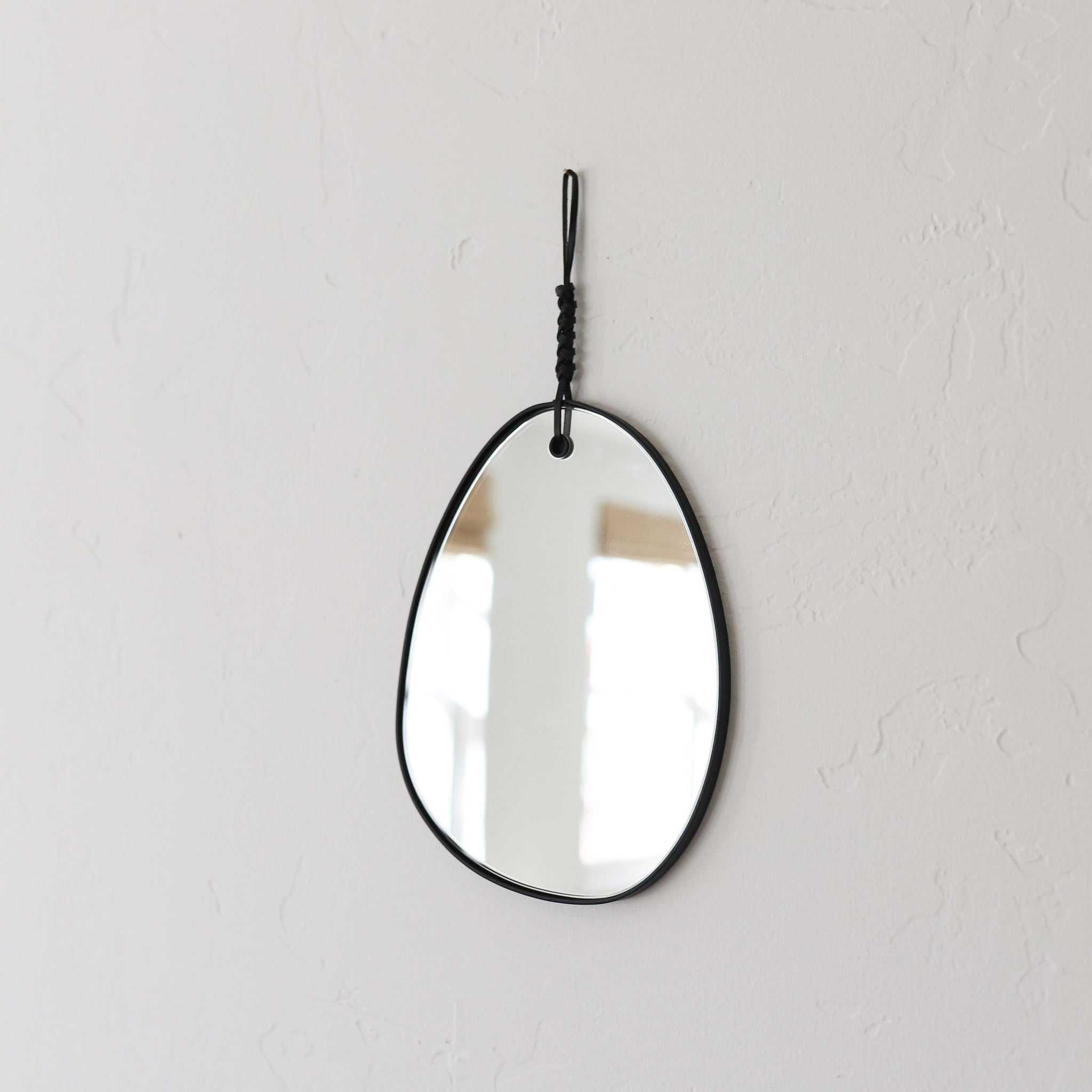 Kamaroan Decor Small, Black Black Woven Leather Mirror