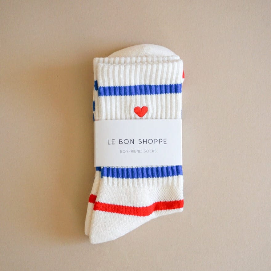 Le Bon Shoppe Socks Valentine's Day Edition: Red/Blue + Heart Le Bon "Boyfriend" Socks