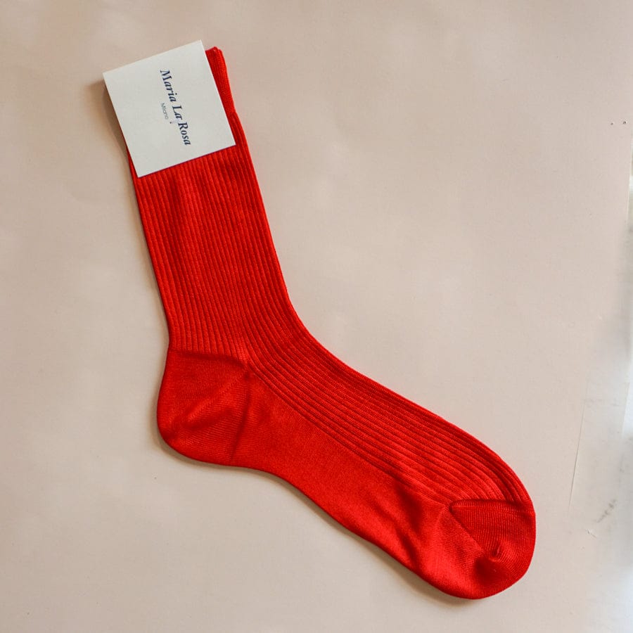 Maria La Rosa Socks Red Maria La Rosa One Ribbed Socks