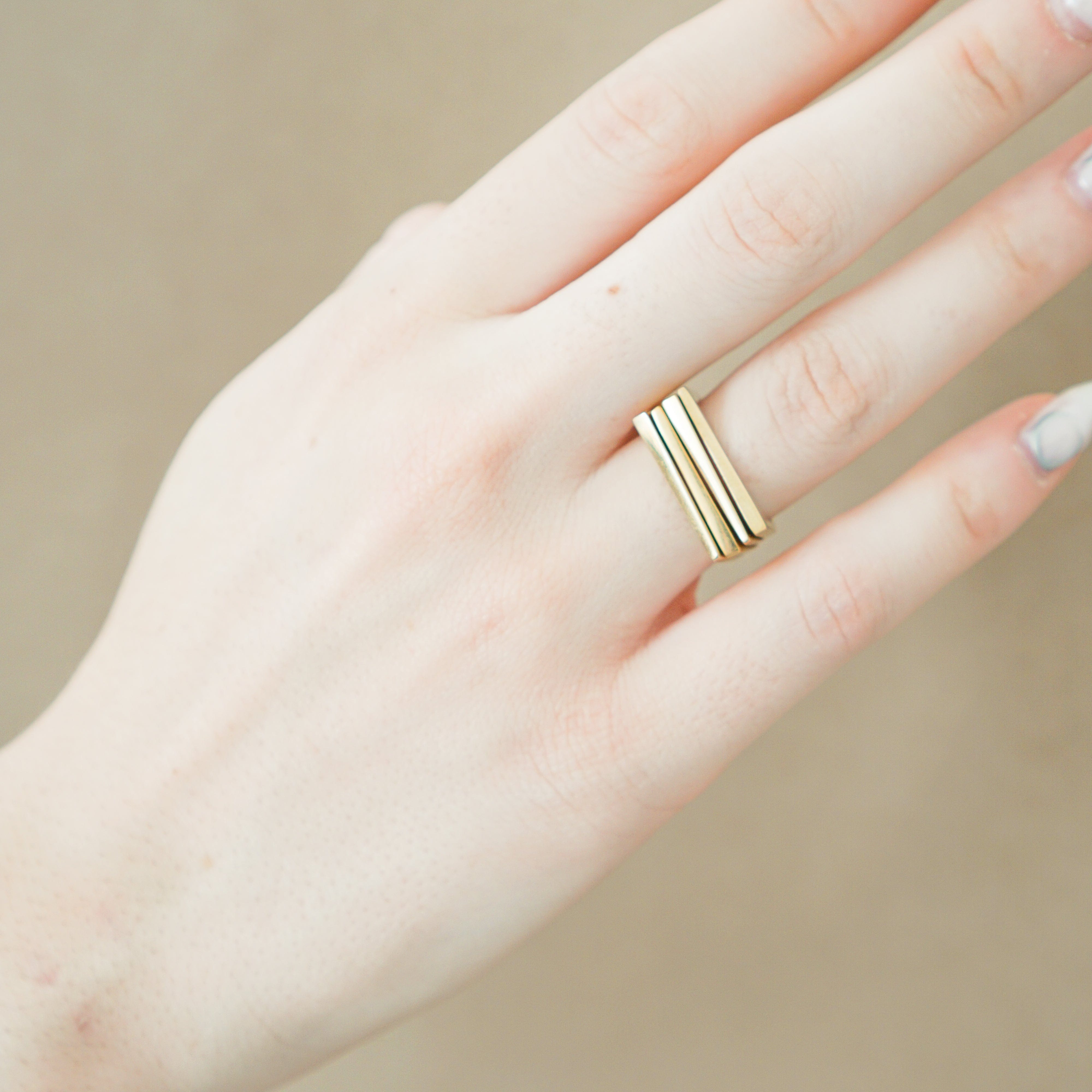 Marion Cage Rings Bronze / Tapered Shard Stacking Rings