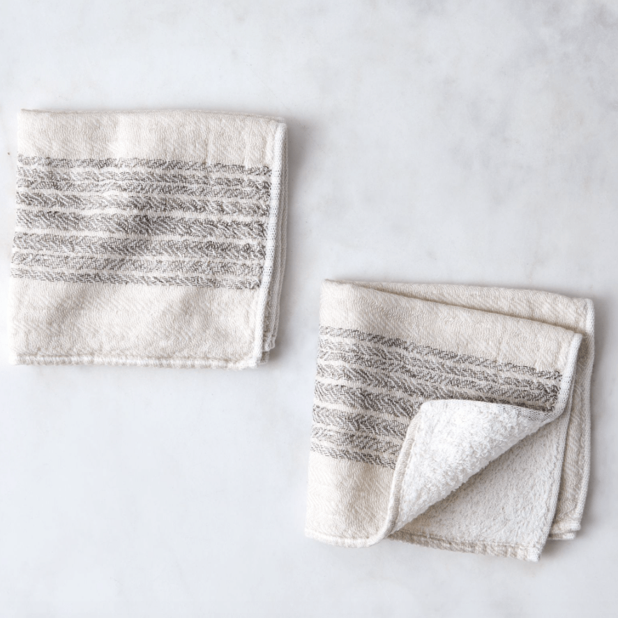 Morihata Linens, Striped / Washcloth Double-Sided Towels