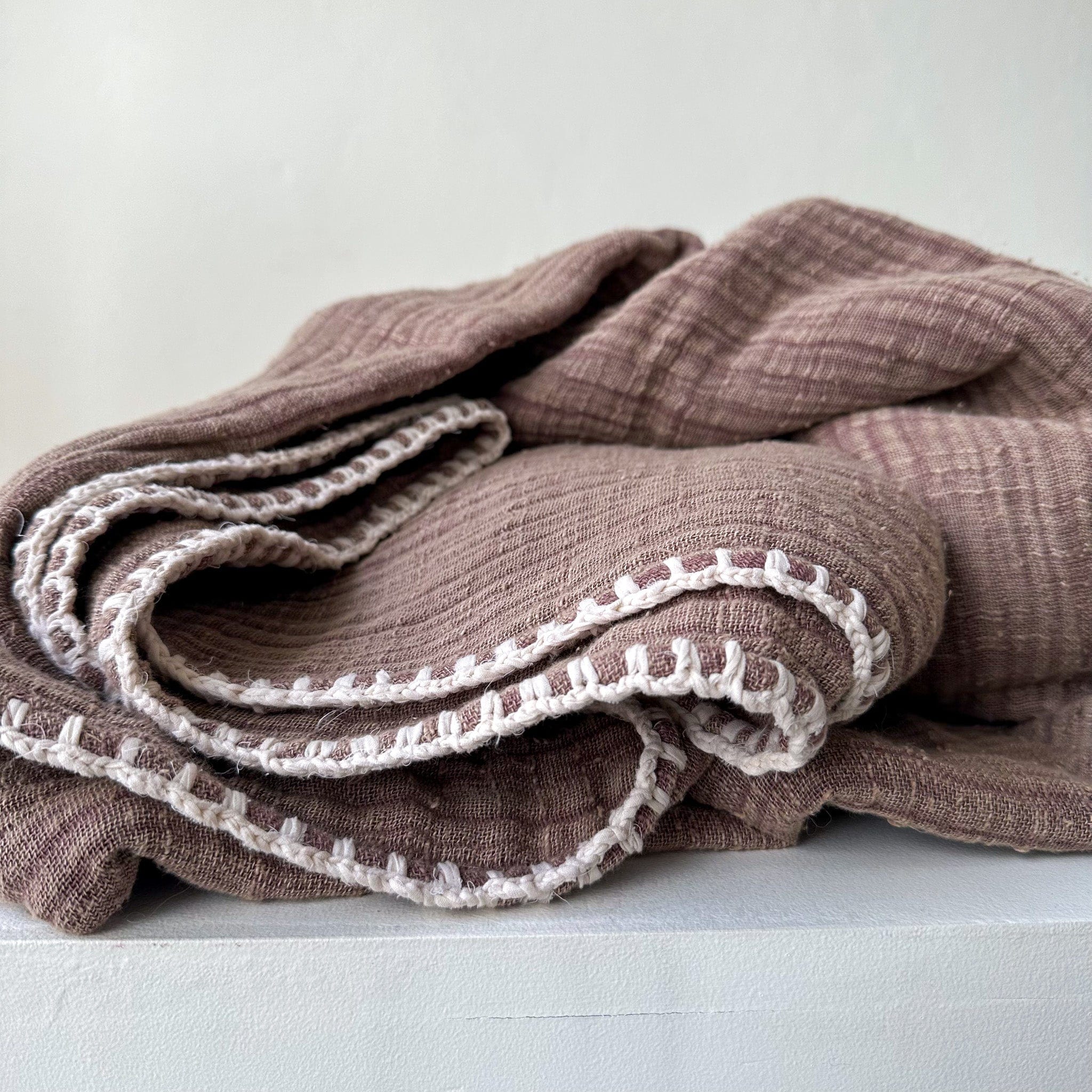 Neem Linens & Bedding Akari Blanket in Burnt Brown 84 x 84