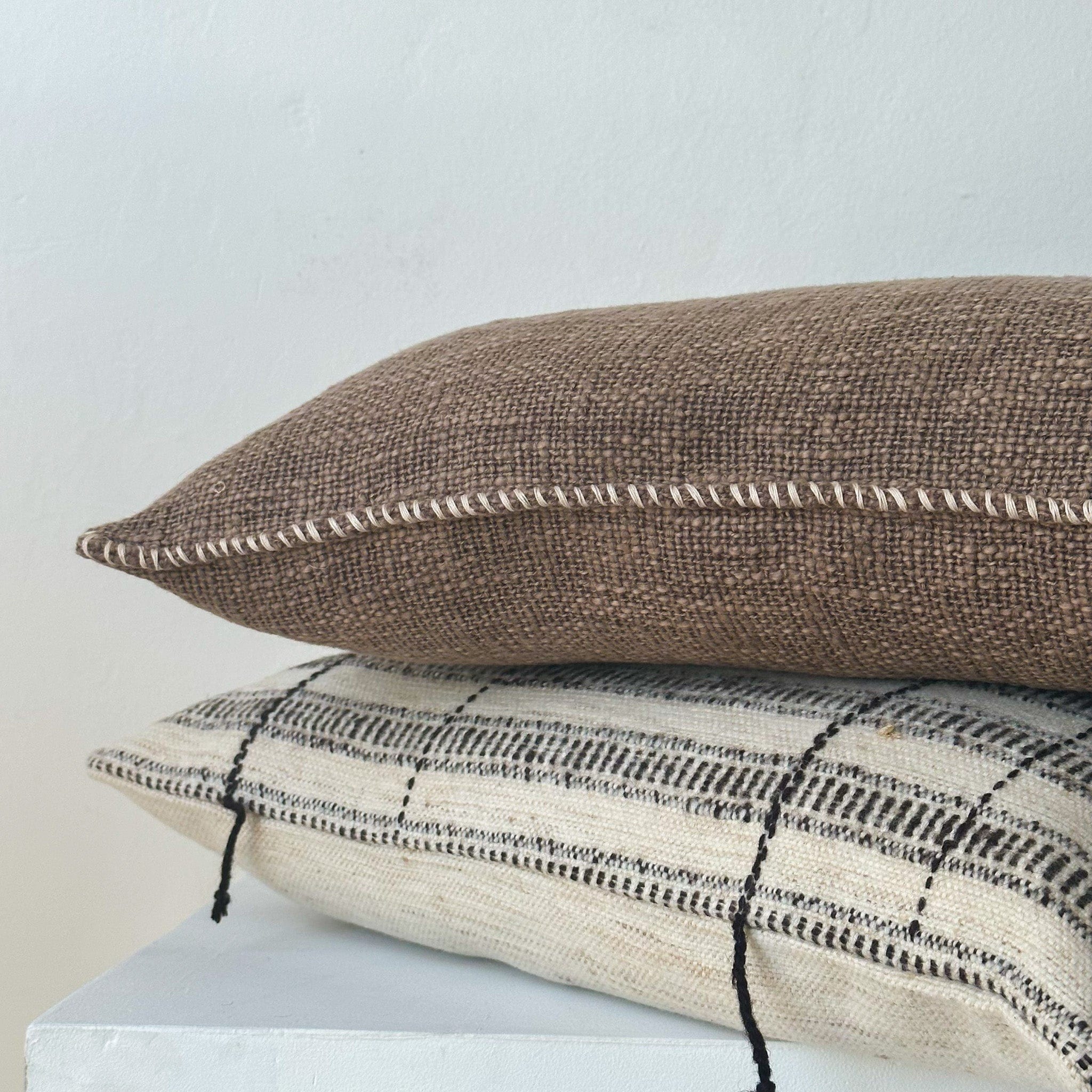 Neem Linens & Bedding Emmet Pillow in Burnt Brown 19 x 19