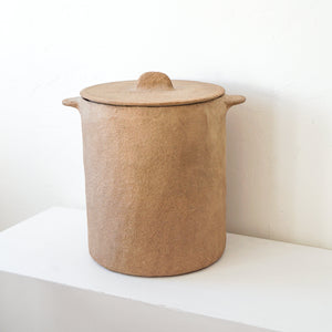serax Containers/ Vases/Baskets/Trays Medium - Brown Paper Mache Pot w/ Lid - Hamper or Rubbish Bin