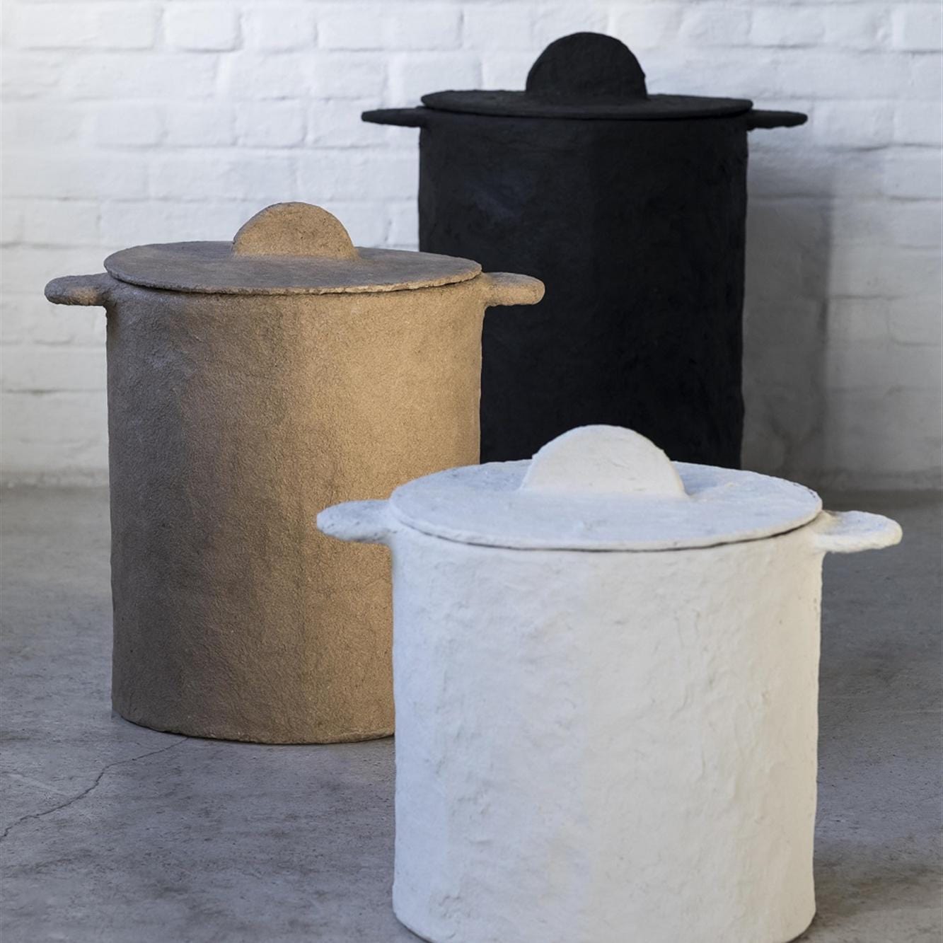 serax Containers/ Vases/Baskets/Trays Paper Mache Pot w/ Lid - Hamper or Rubbish Bin