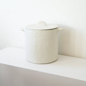 serax Containers/ Vases/Baskets/Trays Small - White Paper Mache Pot w/ Lid - Hamper or Rubbish Bin