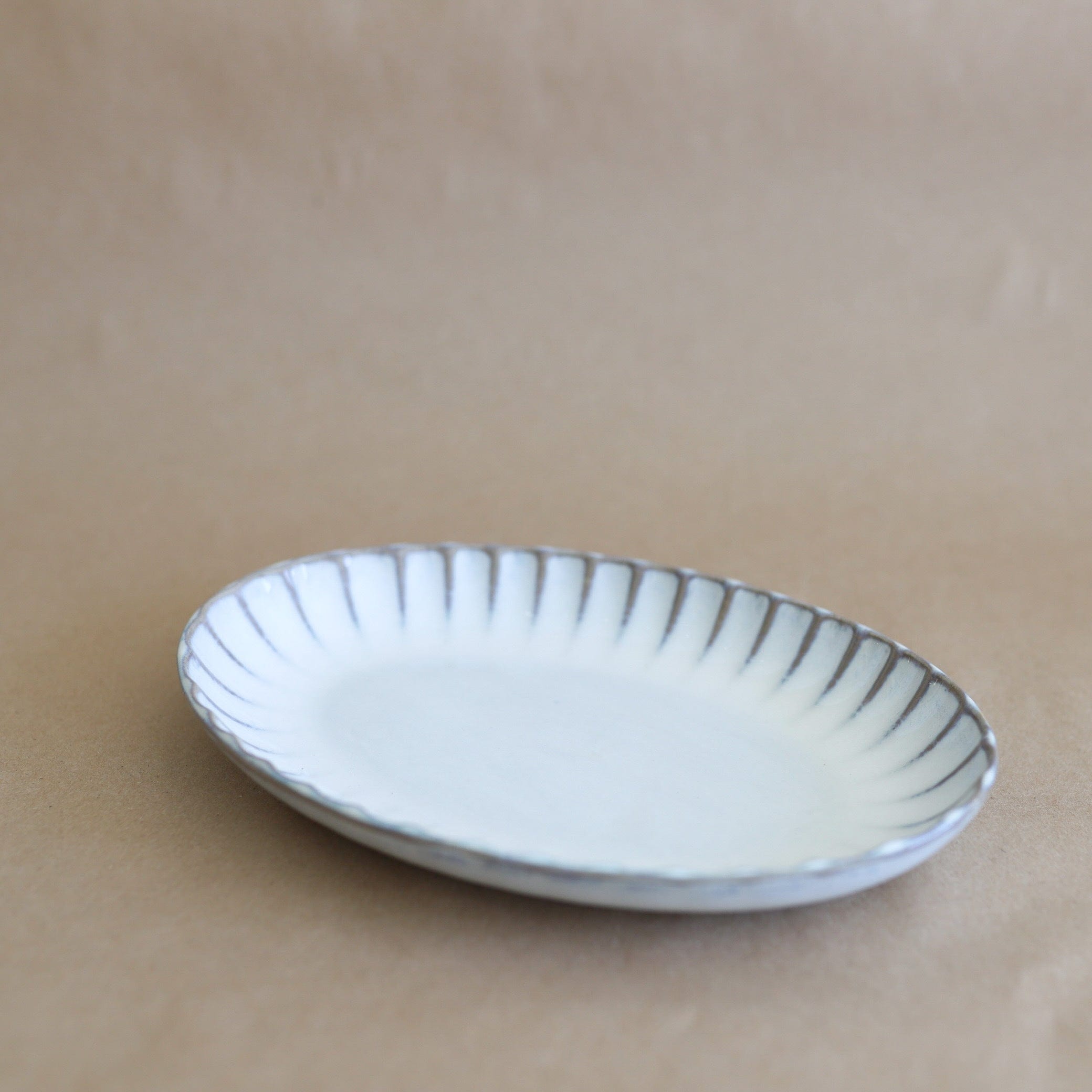 serax Kitchen & Dining Cream Inku Ribbed Oval Serving Bowl - Cream