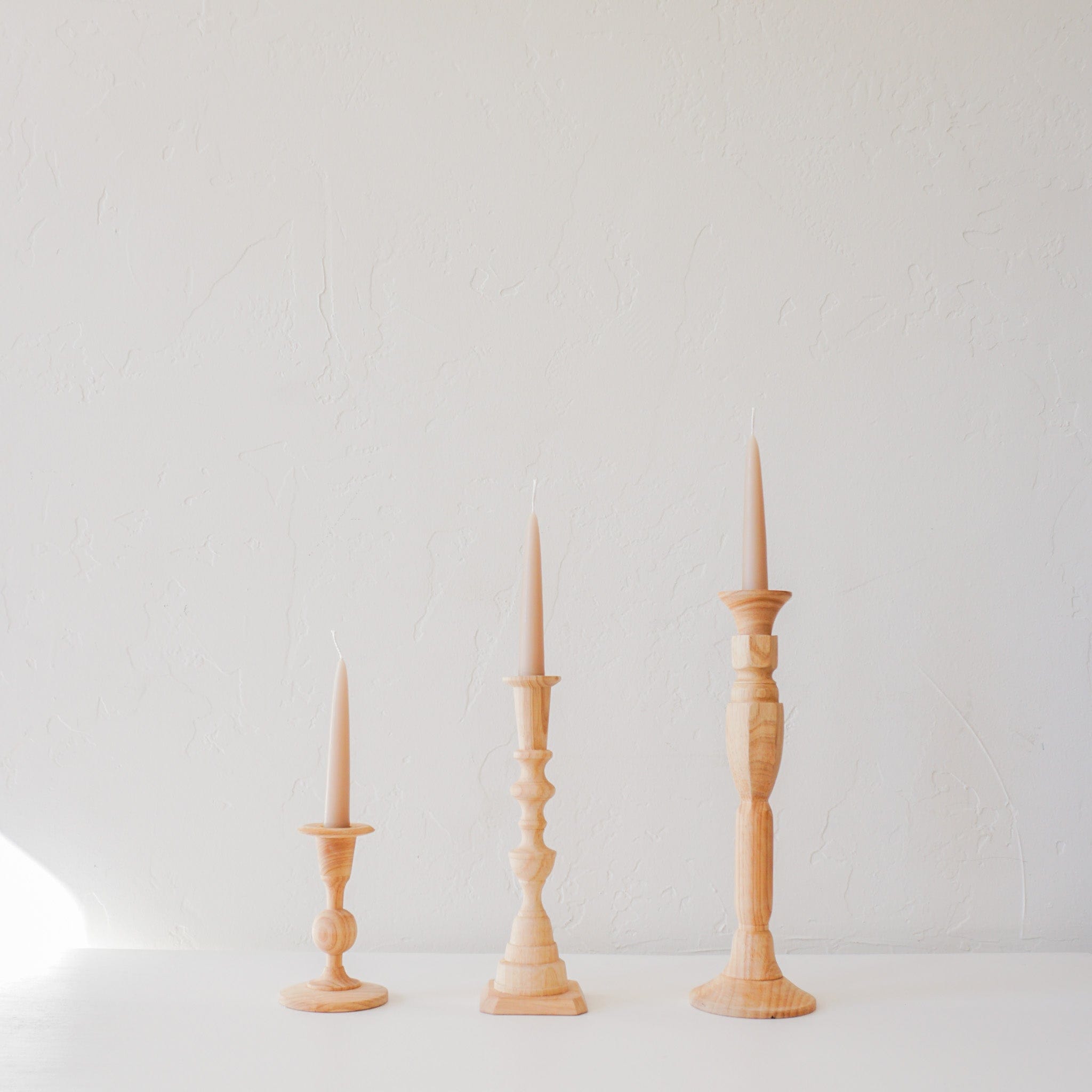 Sir/Madame Decor Small Wood Taper Candle Holders -Small
