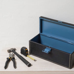 Sol & Luna Tool Boxes Black Leather Wrapped Metal Toolbox and Tools