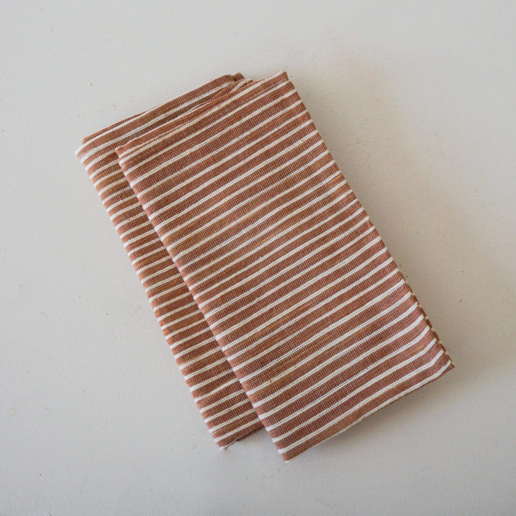 Spirited Cloth Linens Clay Pink with White Stripes Ethiopian Napkins
