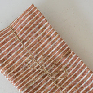 Spirited Cloth Linens Striped Napkins - Clay Pink with White Stripes