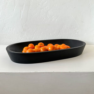 The Wooden Palate Bowls Oval Bowl in Ebonized Oak by Wooden Palate - Large
