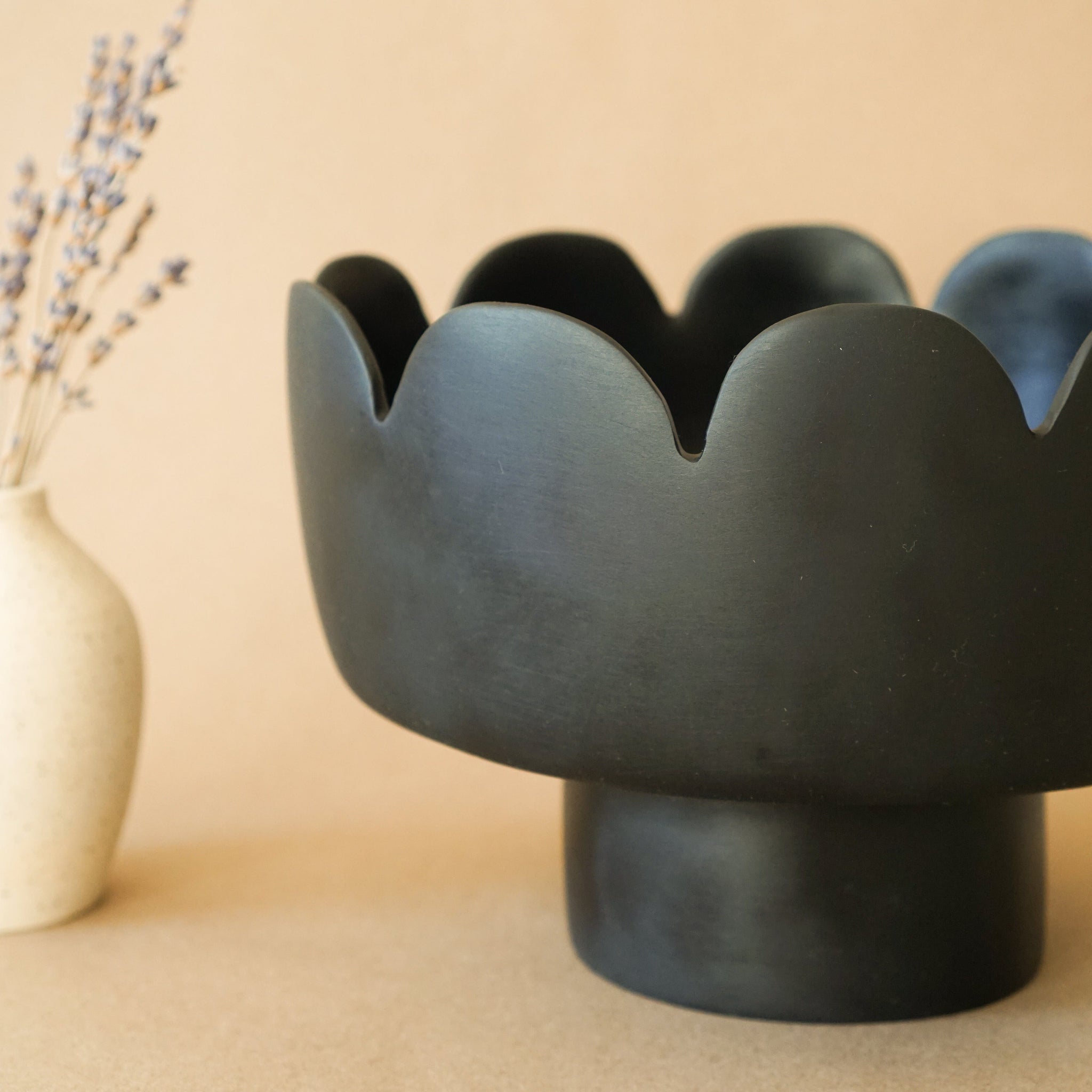 TINA FREY Kitchen Black Fleur Large Footed Bowl by Tina Frey