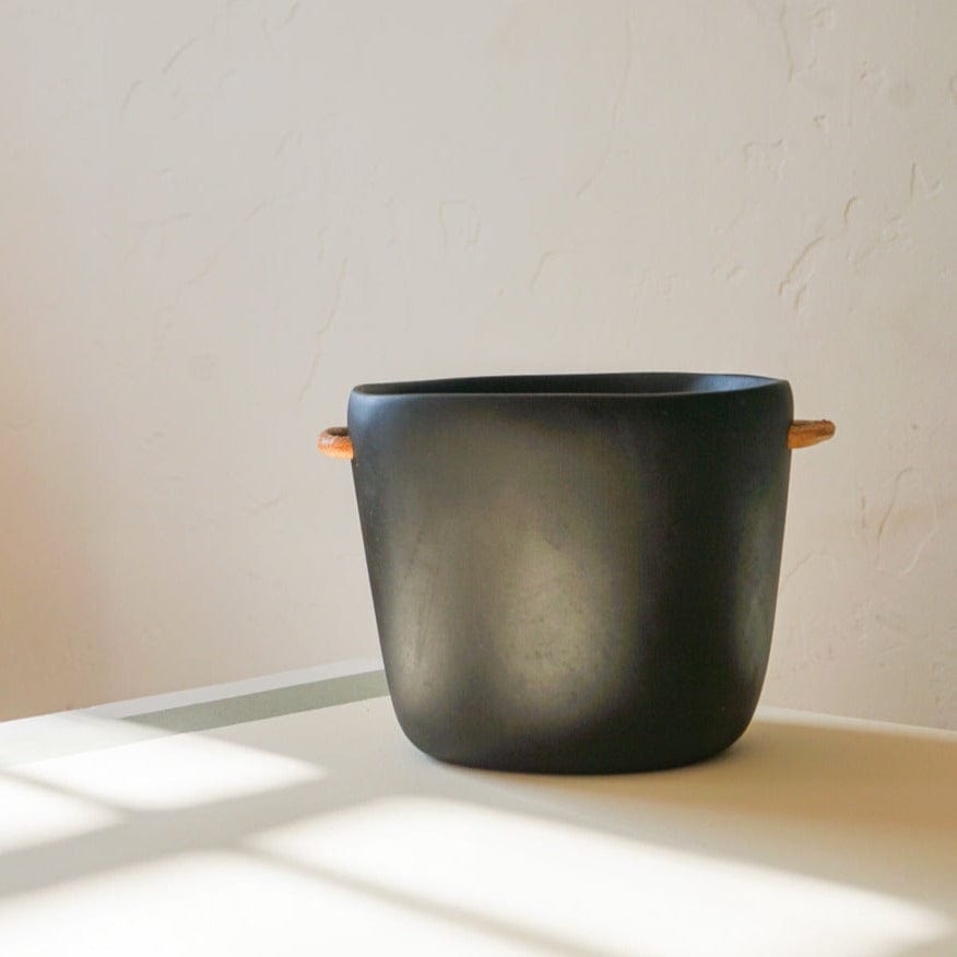 TINA FREY Kitchen Black / Small / No lid Ice Bucket w/ Leather Handle by Tina Frey