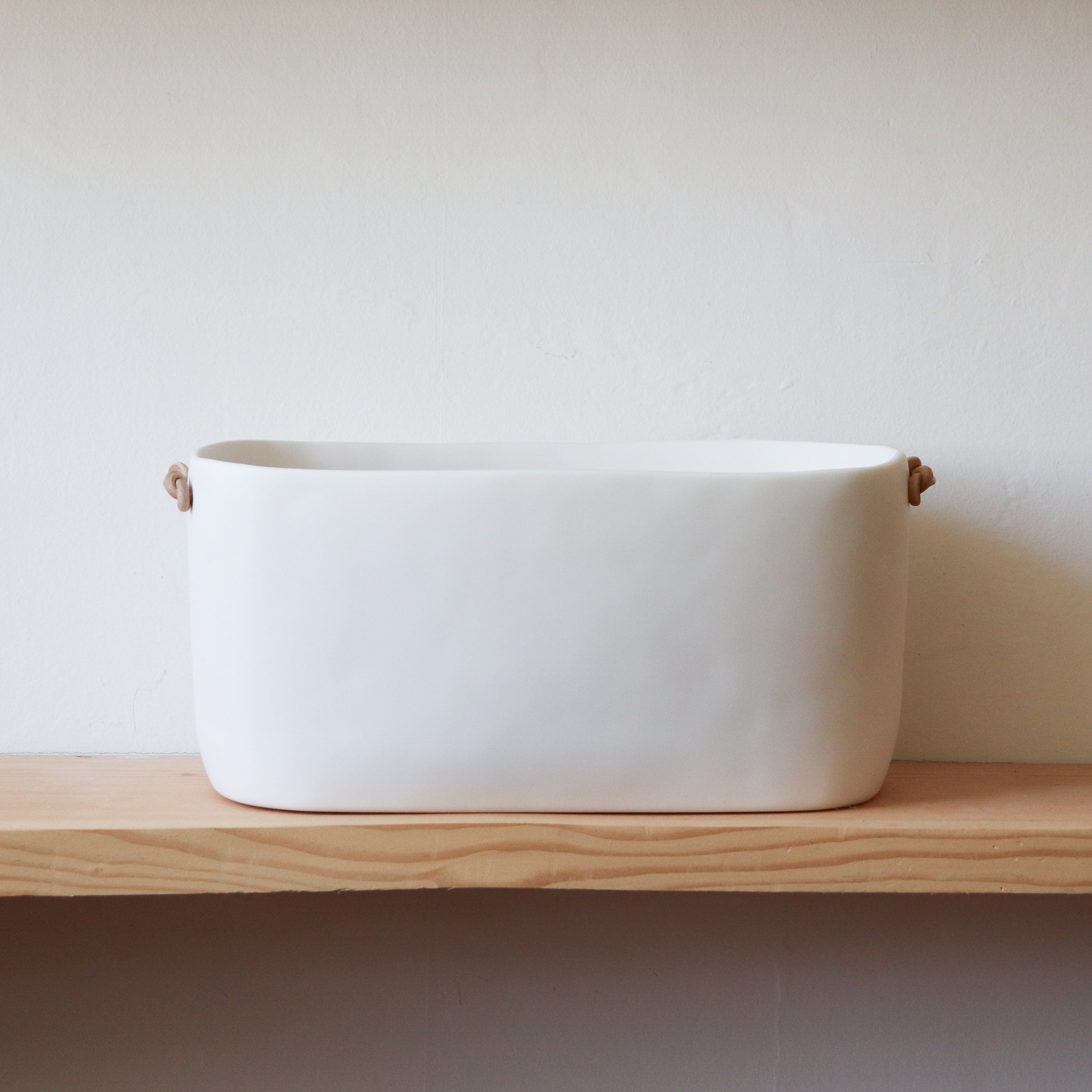 TINA FREY Kitchen White / Large Champagne Bucket with Leather Handles by Tina Frey