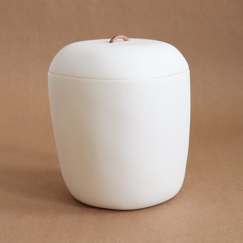 TINA FREY Kitchen White White Lidded Ice Bucket w/ Leather Handle by Tina Frey