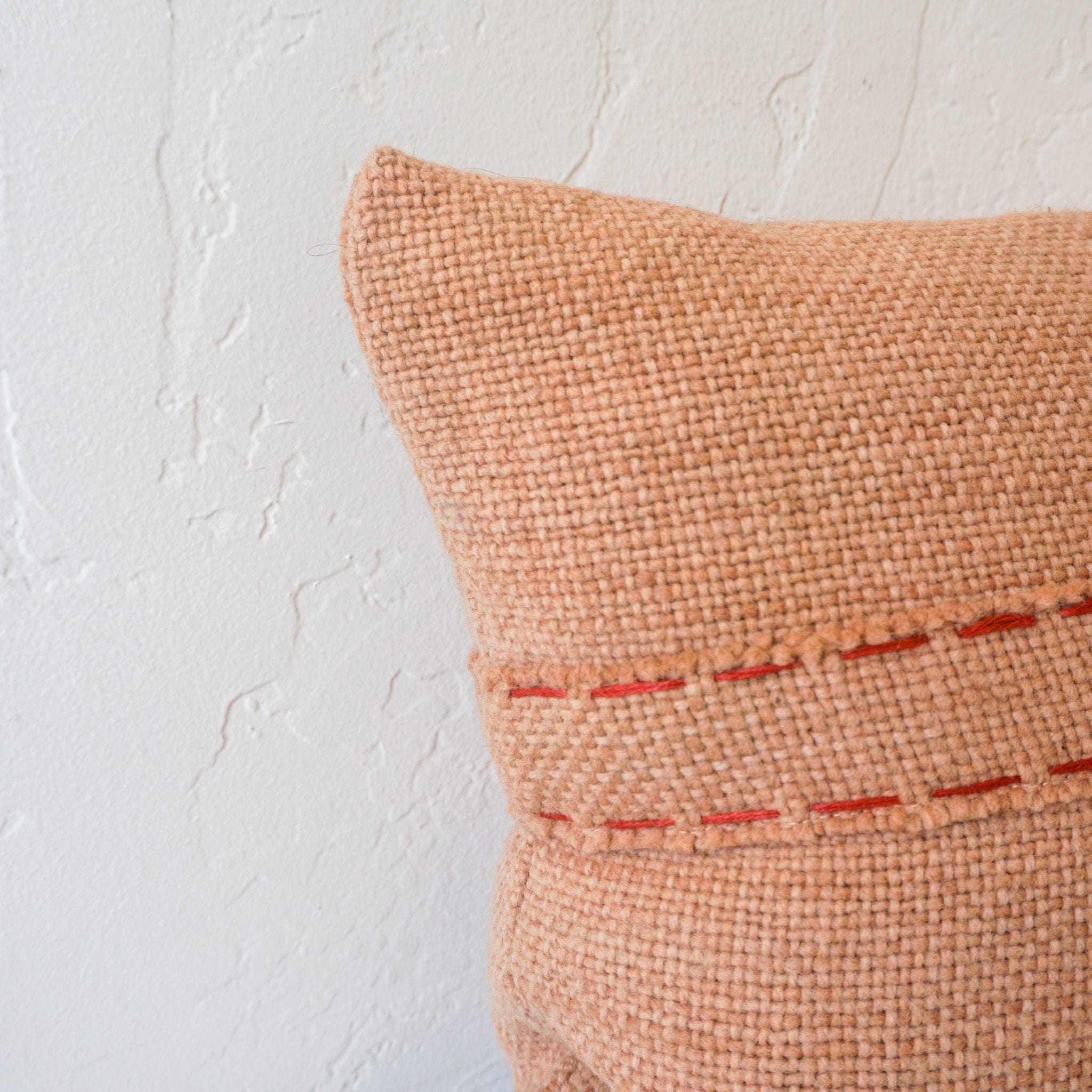 Treko Linens & Bedding Makun Collection: Light Elm + Brick Straps Pillow 24 x 15 by Treko
