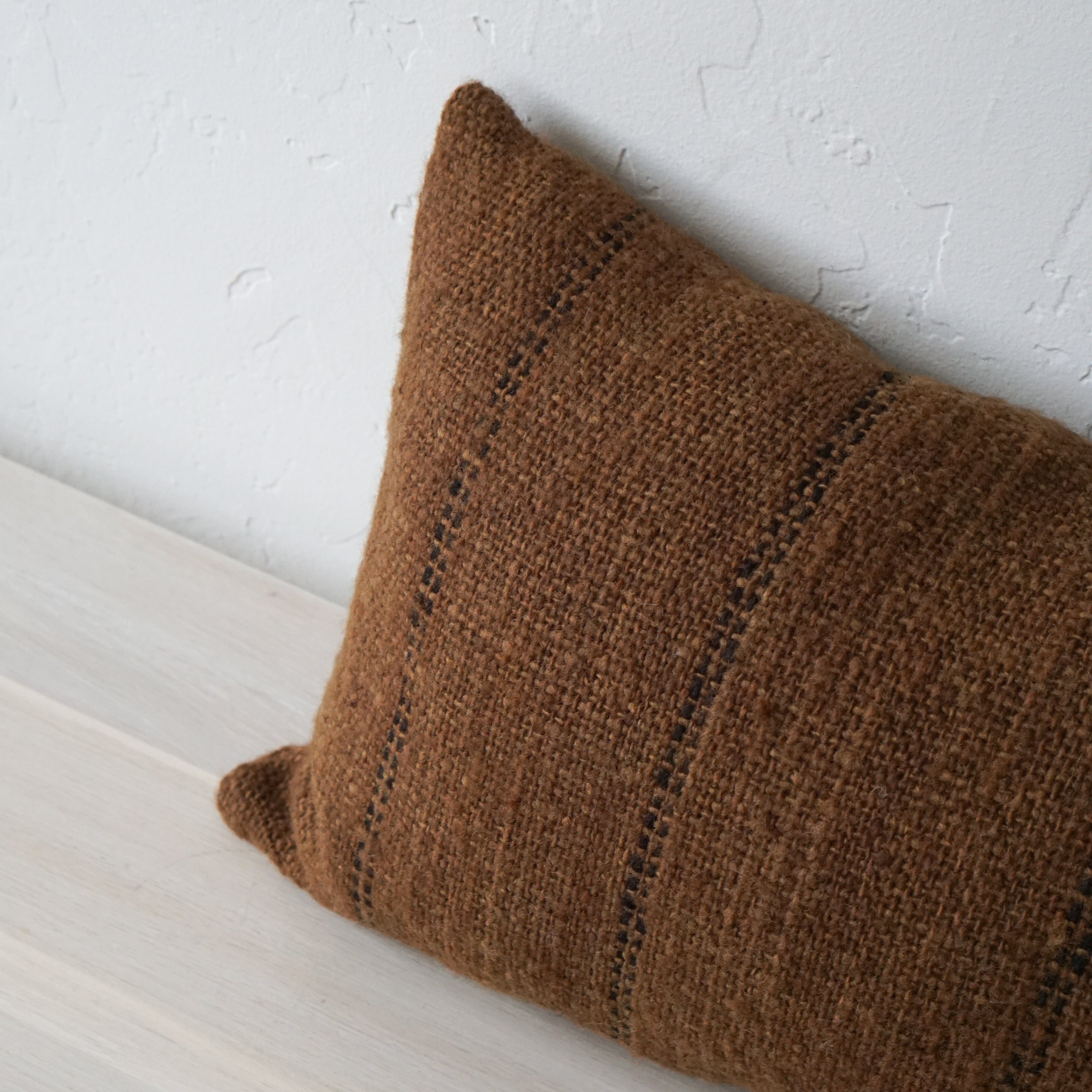 Treko Linens, Decor Makun Collection: Brown Lumbar with Black Stitching Pillow 24 x 15 by Treko